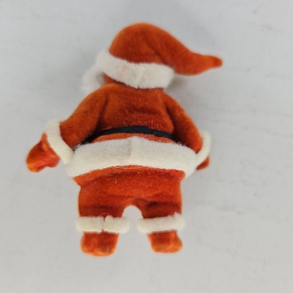 Vintage Flocked Blow Mold Santa Christmas Tree Ornament Rosy Cheeks MCM - Picture 3 of 7